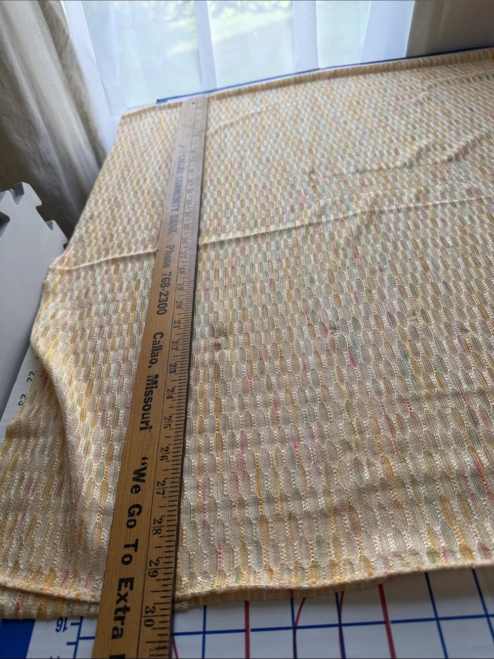 Vintage 1970s Openwork Stretch Knit Fabric 2 Yards x 58” Textured Stripe